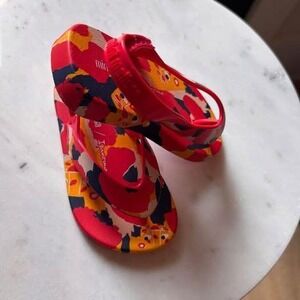 Mini Melissa Ipanema Kids Toddler Girls Flip Flops Sandals Red Floral Print Sz8
